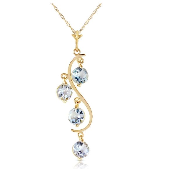 2.25 Carat 14K Gold Loving Aquamarine Necklace - Picture 1 of 2